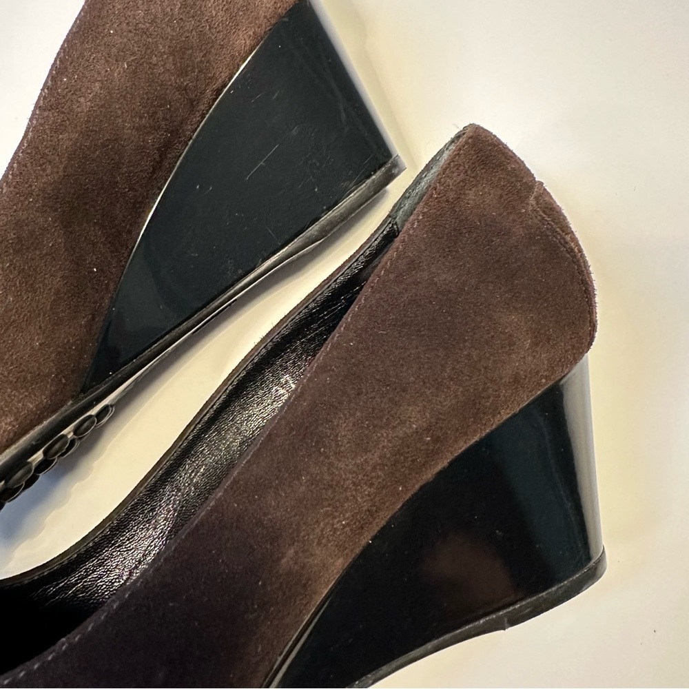 Tod’s Brown Suede Demi-Wedge Pumps US 7 - Picture 9 of 12